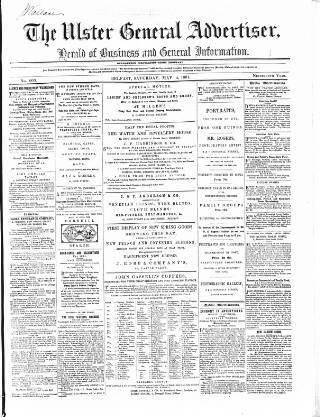 cover page of Ulster General Advertiser published on May 4, 1861