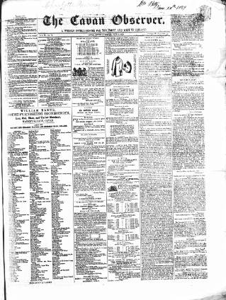 cover page of Cavan Observer published on June 18, 1859