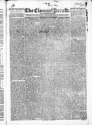 cover page of Clonmel Herald published on June 18, 1828