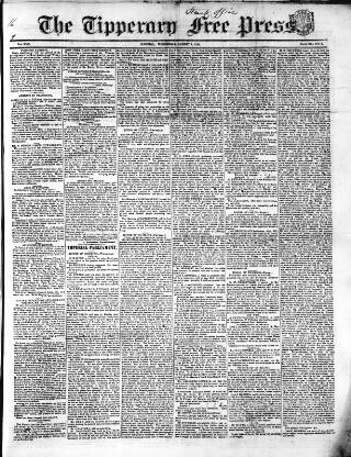 cover page of Tipperary Free Press published on August 2, 1848