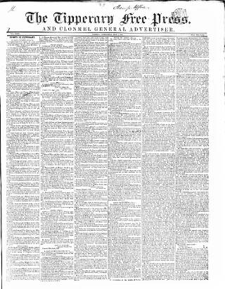 cover page of Tipperary Free Press published on May 2, 1849