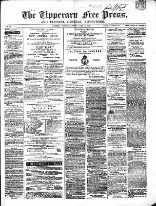 cover page of Tipperary Free Press published on June 18, 1867