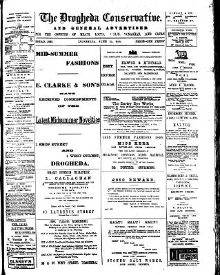 cover page of Drogheda Conservative published on June 18, 1898