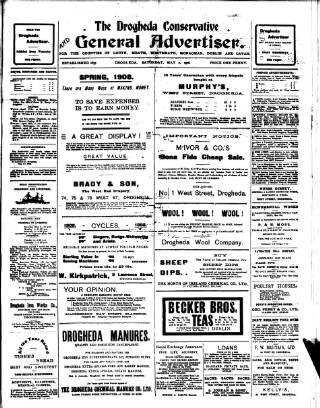 cover page of Drogheda Conservative published on May 2, 1908