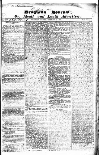 cover page of Drogheda Journal, or Meath & Louth Advertiser published on February 2, 1828