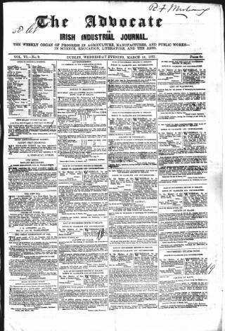 cover page of Advocate published on March 19, 1851