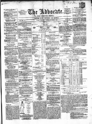 cover page of Advocate published on November 2, 1853