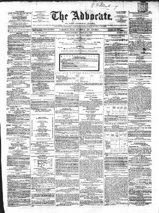 cover page of Advocate published on February 2, 1856
