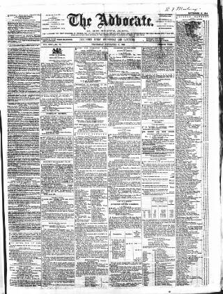 cover page of Advocate published on September 17, 1856