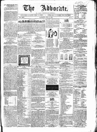 cover page of Advocate published on June 18, 1859