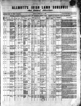 cover page of Allnut's Irish Land Schedule published on February 2, 1857