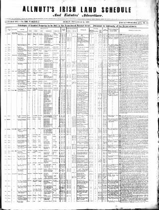 cover page of Allnut's Irish Land Schedule published on November 2, 1857