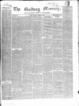 cover page of Galway Mercury, and Connaught Weekly Advertiser published on September 17, 1853