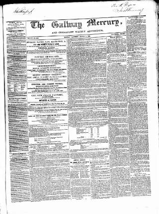 cover page of Galway Mercury, and Connaught Weekly Advertiser published on August 2, 1856