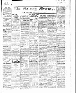 cover page of Galway Mercury, and Connaught Weekly Advertiser published on May 2, 1857