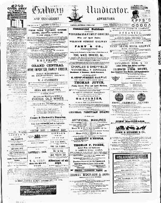 cover page of Galway Vindicator published on June 18, 1887