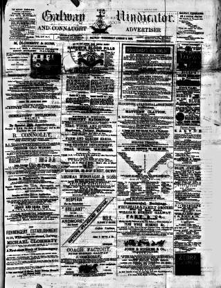 cover page of Galway Vindicator, and Connaught Advertiser published on August 2, 1893