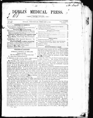 cover page of Dublin Medical Press published on February 2, 1848