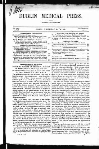 cover page of Dublin Medical Press published on May 4, 1853