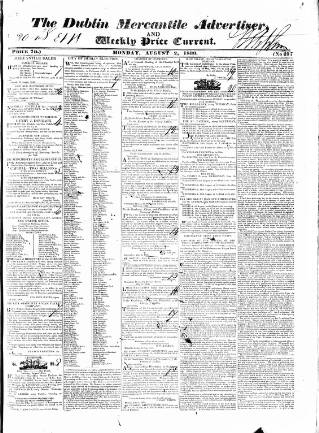 cover page of Dublin Mercantile Advertiser published on August 2, 1830