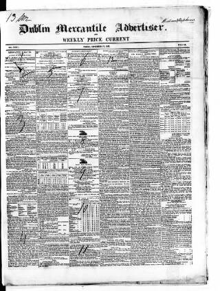 cover page of Dublin Mercantile Advertiser published on September 17, 1852