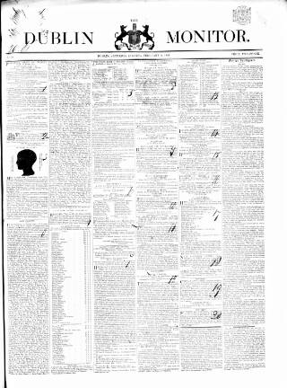 cover page of Dublin Monitor published on February 2, 1839