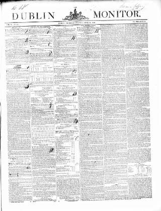 cover page of Dublin Monitor published on June 18, 1840