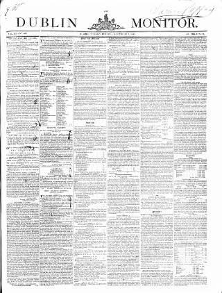 cover page of Dublin Monitor published on November 2, 1841
