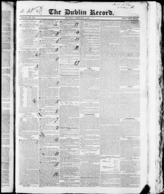 cover page of Statesman and Dublin Christian Record published on February 2, 1837
