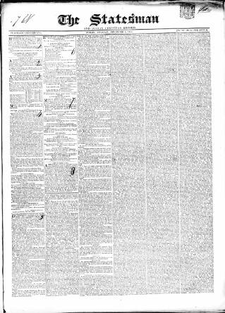cover page of Statesman and Dublin Christian Record published on November 2, 1841