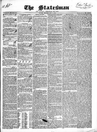 cover page of Statesman and Dublin Christian Record published on May 2, 1843