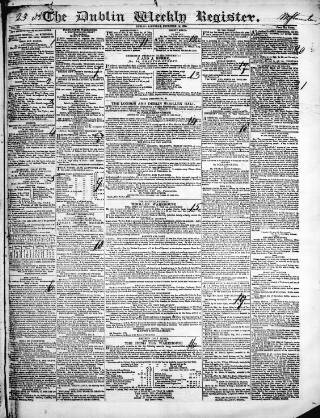 cover page of Dublin Weekly Register published on December 15, 1838