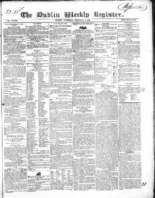 cover page of Dublin Weekly Register published on February 2, 1850