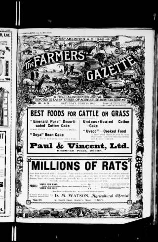 cover page of Farmer's Gazette and Journal of Practical Horticulture published on June 18, 1910