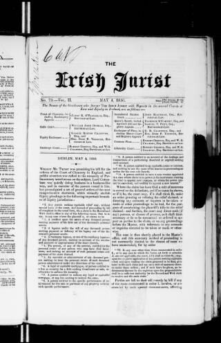 cover page of Irish Jurist published on May 4, 1850