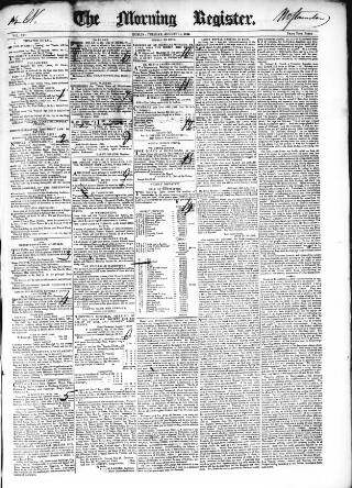 cover page of Dublin Morning Register published on August 11, 1840