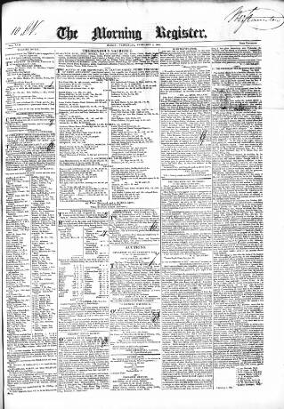cover page of Dublin Morning Register published on February 2, 1842