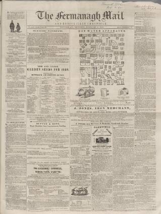 cover page of Enniskillen Chronicle and Erne Packet published on February 2, 1860