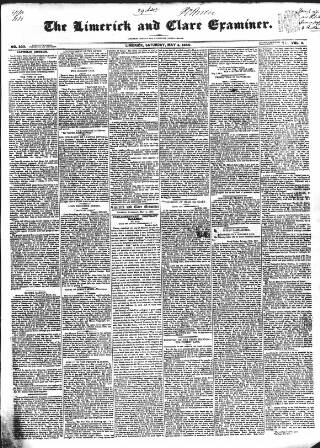 cover page of Limerick and Clare Examiner published on May 4, 1850