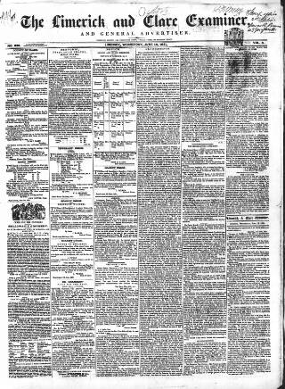 cover page of Limerick and Clare Examiner published on June 18, 1851