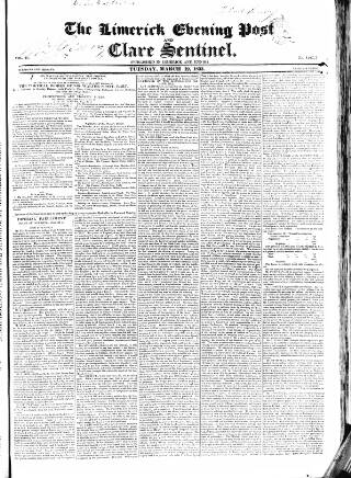 cover page of Limerick Evening Post published on March 19, 1833