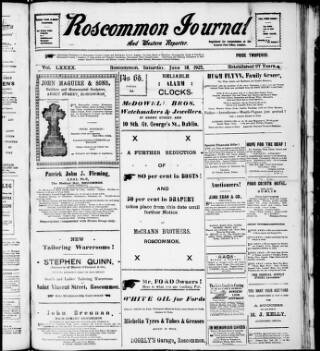 cover page of Roscommon Journal published on June 18, 1921
