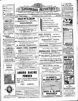 cover page of Roscommon Messenger published on March 19, 1910