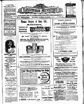 cover page of Roscommon Messenger published on November 2, 1918