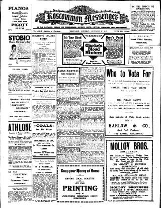 cover page of Roscommon Messenger published on September 17, 1927