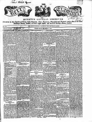 cover page of Kerry Examiner and Munster General Observer published on September 17, 1847