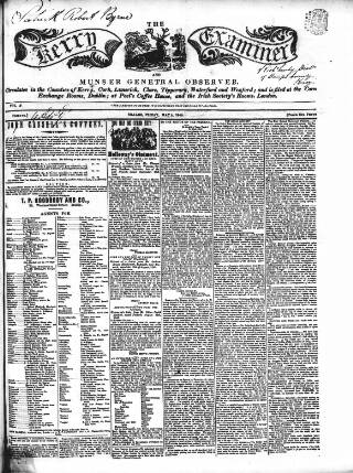 cover page of Kerry Examiner and Munster General Observer published on May 4, 1849