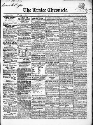 cover page of Tralee Chronicle published on April 1, 1853