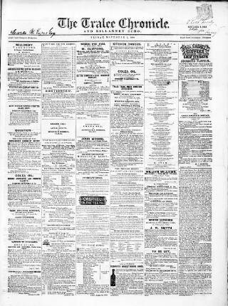 cover page of Tralee Chronicle published on November 2, 1860