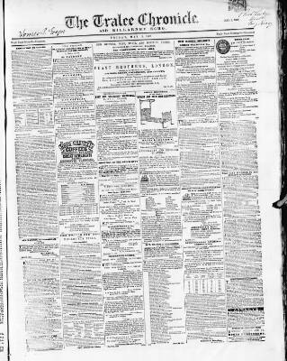 cover page of Tralee Chronicle published on May 2, 1862